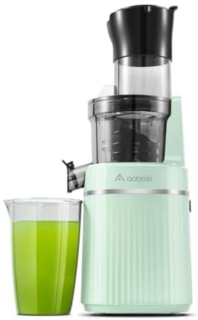 AAOBOSI Extracteur de Jus de Fruits et Légumes Entiers, Slow Juicer Presse à Froid Avec Ouverture de 80 MM/Fonction Inverse/Moteur Silencieux/Sans BPA/Vert
