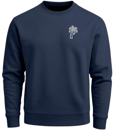 Neverless® Herren Sweatshirt mit Logoprint Palme Regular Fit | klassischer Rundhals, weich gebürstete Innenseite, elastische Bündchen, 80% Baumwolle 20% Polyester