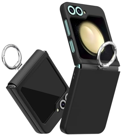araree Aero Flex R Galaxy Z Flip 6 Hülle mit Scharnierschutz & Ring, Schutzhülle Slim Cover Schutzkörper (PC) mit Scharnierschutz (TPU) (Schwarz, Galaxy Z Flip 6 5G)