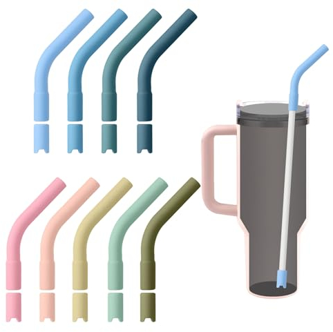 9pcs Silicone Straw Tips with Pedestals, Reusable Straw Topper Covers for Stanley Metal Straws Extender Protectors for Straw Silicone Straw Sleeve Fits for 0.31-0.39in Diameter Straw(Multi-Color)
