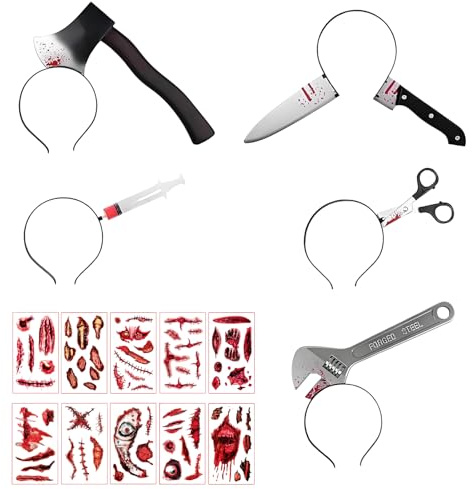 6 Pcs Halloween Themed Headbands Set, Halloween Costume Accessories Halloween Horror Hair Bands Zombie Cosplay Hair Accessories Spooky Head Props for Parties(Suitable for People Aged 15 and Above)