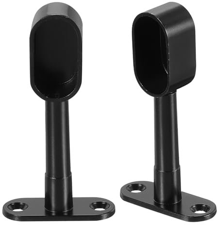 sourcing map 2 Pcs 1.22 x 0.63 Closet Rod Support Bracket, Rod Holder Wardrobe Accessories Clothes Rail Seat for Bedroom Bathroom, Black