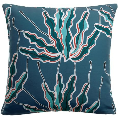 Vivaraise Outdoor-Kissen mit Druck Alga Indigoblau 45 x 45 cm