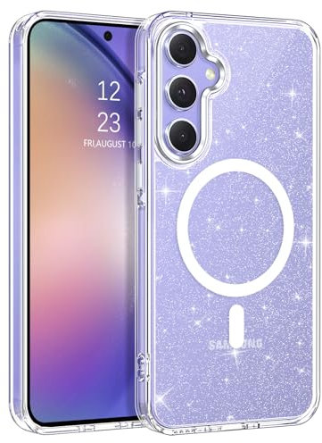 BENTOBEN Cover Magnetica per Samsung Galaxy A54 5G, Compatibile con MagSafe, Glitter e Antimpronta Custodia, Sottile TPU Silicone Antigraffio Antiurto Samsung Galaxy A54 5G Custodia, Trasparente