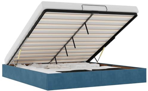 vidaXL Ottoman-Bett ohne Matratze Dunkelblau 180x200 cm Samt, Bettrahmen, Bettgestell mit Stauraum, Polsterbett, Bettgestell, Bettrahmen mit Stauraum
