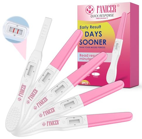 5 Stück Einzeln versiegelte Verpackung Schwangerschaftstest Teststreifen,Hochpräzise und Schnelle Ergebnisse,Frühe Schwangerschaftserkennung,3 Minuten Schnellerkennung, Rosa