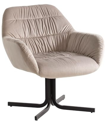 Wohnling Loungesessel 64x68x74 cm Samt Beige mit Metallbeinen