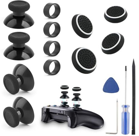 RongZy 4 STÜCKE Thumbsticks für Xbox Series S/X Thumbstick für Xbox One/One S/X Analog Stick Controller Zubehör mit Thumb Grips Reparaturwerkzeugen Reparatur