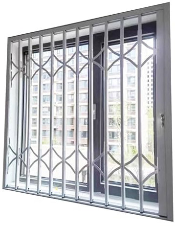 XPLKQXE Fensterschutzgitter Aluminiumlegierung, Faltbares, Unsichtbares Schiebeelement, Abschließbar, Kellerfenster-Einbruchschutzgitter Kinder, Kleinkinder(130x110cm)