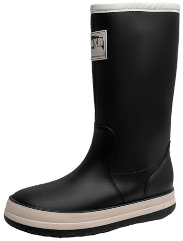 Onewus Stivali da giardino flessibili per uomo e donna, rimovibili, foderati, alla moda, per esterni, Nero , 44 EU