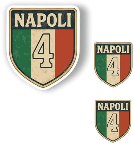 AMA SHOP Adesivo Sagomato Napoli Campioni D'Italia mod.5 |4° Scudetto | Sticker per Casco, Moto, Camper | + 2 ADESIVI DA 10 CM PER OGNI PEZZO|CM.13