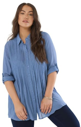 EVANS Curve Pintuck Tab Sleeve Shirt - Women's - Plus Size Curve