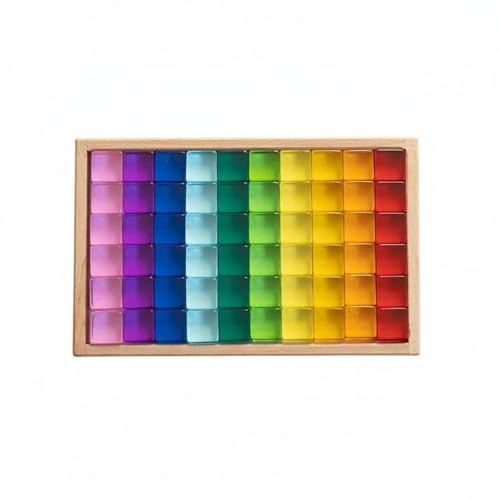KiBcsLic Acryl Bausteine hochtransparent transparente Acrylbausteine Regenbogenfarben Regenbogen-Edelsteinblöcke für Vorschulkinder, 60 STK Jelly