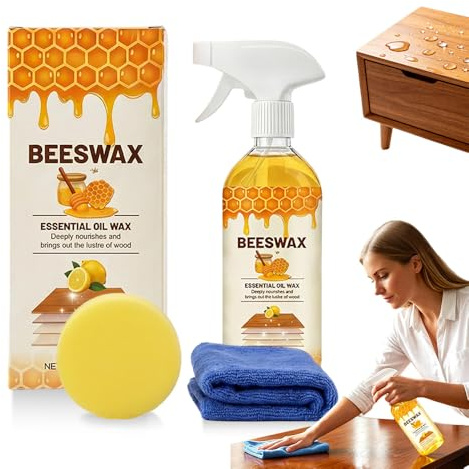 Bienenwachs Spray für Holzmöbel, 355 ml Möbelpolitur Möbelwachs Möbelpflege Holz, Frischer Duft Bienenwachs für Holz, Geeignet für Massivholz Fußböden Schränke und Holzwaren (1)