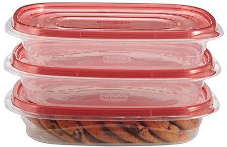 Rubbermaid TakeAlongs Rechteckige Lebensmittel-Aufbewahrungsbehälter, 4 Tassen, getönte Chili, 3 Stück