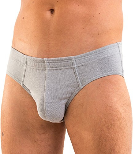 HERMKO 3300 Herren Slip aus 100% Bio-Baumwolle, Sportslip ohne Eingriff mit weichem Bund für Männer, Größe:D 9 = EU 3XL, Farbe:grau