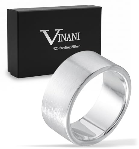 Vinani Damen Design Ring 925 Sterling Silber – Breiter Mattierter Minimalistischer Massivring, Modernes Elegantes Schmuckstück für Frauen, Handgefertigt