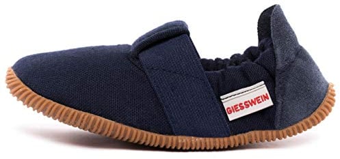 GIESSWEIN Kinder Hausschuhe Söll Slim-Fit - Baumwoll Slippers für Mädchen & Jungen, rutschfeste Kindergarten Schuhe mit Leder Innensohle