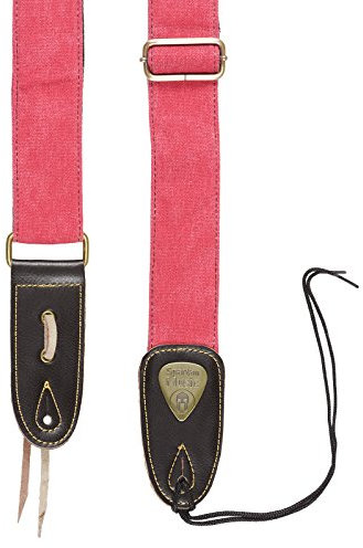 Verstellbarer 1,5 m langer Gitarrengurt aus Leder und Baumwolle für Akustik-, E-Gitarre/Bass rot