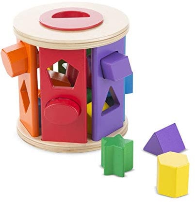 Melissa & Doug 19041 Rollbarer Formensortierer aus Holz (14 Teile)