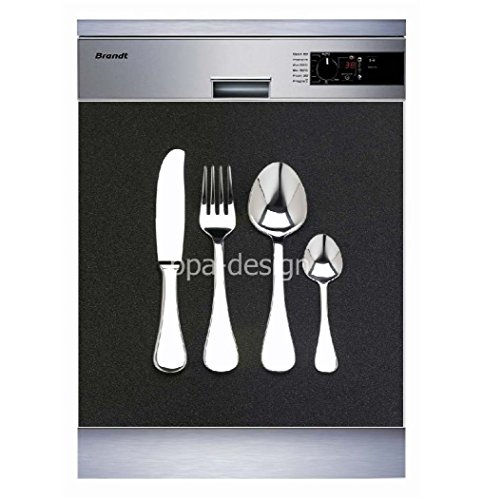 Sticker Cuisine Lave Vaisselle Couverts 60x60cm SLV1148 (Fond Blanc)