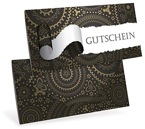Premium Gutscheinkarten (10 Stück) für Einzelhandel, Männer-Mode, Gastronomie - verschließbare Faltkarte, DIN lang