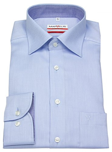 Marvelis Herren Businesshemd Langarm Modern-Fit,Einfarbig,New Kent