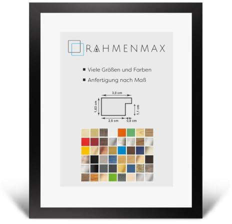 Morena MDF Rahmen für Bild 27x40cm Schwarz Matt mit Acrylglas | zum Aufhängen Hoch- und Querformat/Maßanfertigung möglich/Puzzle Rahmen/mit 1mm klarem Acrylglas