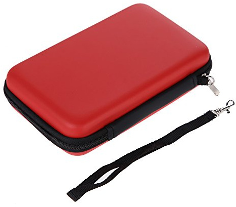 Demiawaking Eva Lagerung Reißverschluss Tasche mit Gurt Schutzhülle Abdeckungs Haut Gehäuse Deckel für Nintendo 3DS XL LL (Rot)