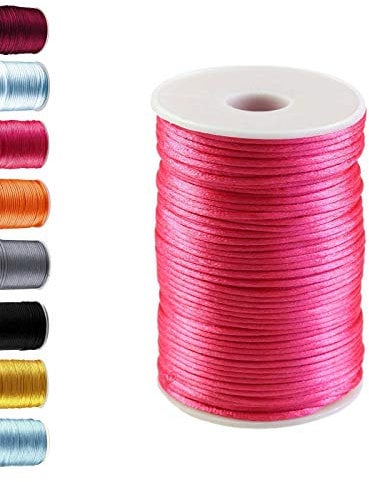 90m Satinschnur 2mm Satinkordel Schmuck-Kordel -Schnur Kumihimo Bänder, Farbwahl, Farbe:pink