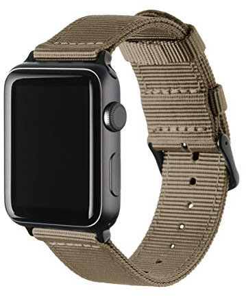 Archer Watch Straps - Premium Nylon Straps for Apple Watch (Khaki, Black, 40/41/42mm)