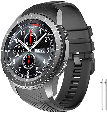 NotoCity Cinturino per Samsung Gear S3 Classic/Frontier/Galaxy Watch 46mm, Cinturini di Ricambio in Silicone 22mm per Gear S3 Classic / S3 Frontier/Galaxy Watch 46mm, Nero