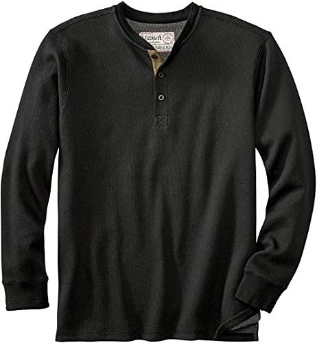 Legendary Whitetails Men's Tough as Buck Double Layer Thermal Henley Shirt, Black, Large, Black, Large