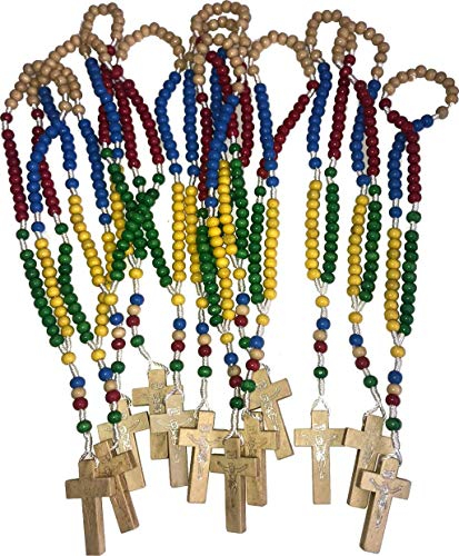 Holy Land Market Bunter Holz-Rosenkranz zum Aufhängen oder Beten – 5 Farben