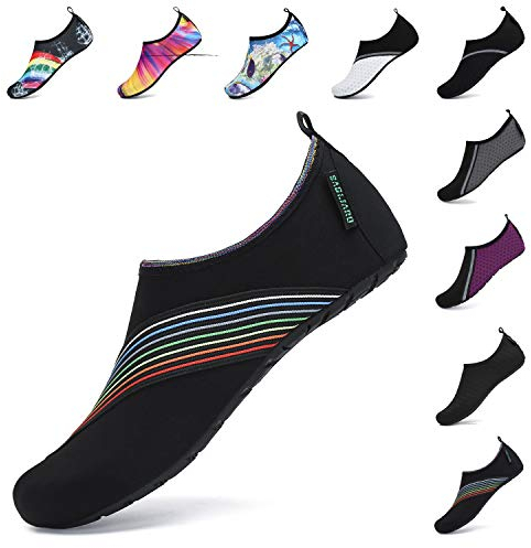 SAGUARO Badeschuhe Strandschuhe Wasserschuhe Schwimmschuhe Aquaschuhe Surfschuhe Barfußschuhe Tauchschuhe Wassersportschuhe für Damen Herren Beach Dunkelheit 42/43 EU