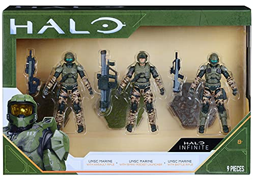 HALO 10,2 cm 3 Figuren Pack Sortiment – UNSC Marines mit Waffenfans – Build Your Universe – Amazon Exclusive