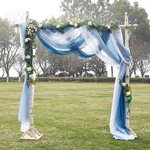 PONY DANCE Tende Mantovane per Finestra Camera da Letto Festa Matrimonio Vestito Curtains Voile Tenda con Blu Scuro Sfumato 152x548 cm 1 Pezzo