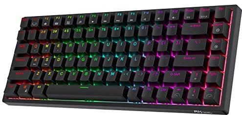 RK ROYAL KLUDGE RK84 Wireless Bluetooth/2.4Ghz 75% RGB Mechanical Gaming Keyboard, Three Modes Connectable Keyboard with Hot-Swappable Tactile Blue Switch