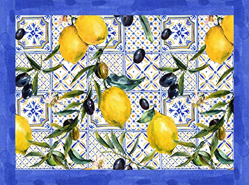 TAPPETIK Set 4 tovagliette Americane 33x45 cm, Diverse Fantasie Ottima Idea Regalo (Tovaglietta Limoni mattonelle)