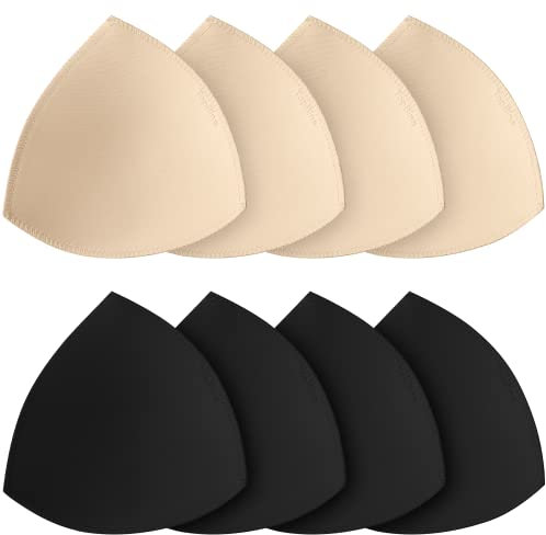 TopBine Removable Bra Pads Inserts Women's Comfy Sports Cups Bra Insert for BIkini Top Swimsuit (2 Beige L + 2 Black L, C/D)