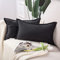 Madizz 2er Set kurzen Chenille Zierkissenbezüge weicher dekorativer Kissenbezug für Sofa, Schlafzimmer Kissenhülle Schwarz 30x50 cm Rechteckig