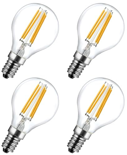 Spacelumen E14 Dimmable Small Screw Light Bulbs, G45 Vintage Edison LED Globe Light Bulb, 4W Golf Ball SES Bulbs 40 Watt Equivalent 2700K Warm White, Pack of 4