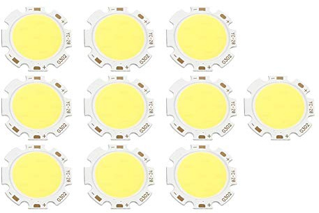 10 Stück LED Chips, COB Light Emitter Komponente 3W DC 9-11V Hochleistungs-LED Chip Glühbirnen Lampen Licht Lampe Chip Für Videokamera, Aquarium, Dekolicht(White 6500K)