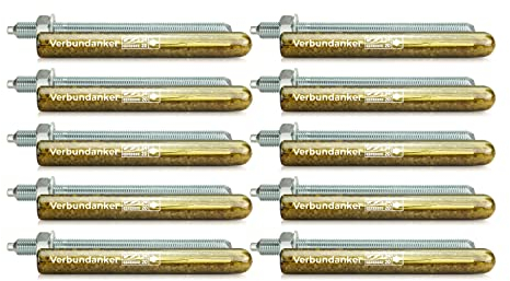 Isolbau Verbundanker Set - Verbundankerpatrone styrolfrei V20 + Ankerstange verzinkt M20 x 300 - ETA/ETAG Zulassung - 10 Stück