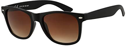 La Optica B.L.M. Sonnenbrille Herren Retro Verlaufsglas UV 400 CAT 3 CE Damen Nerd Sport - Matt Schwarz (Gläser: Braun Gradient)
