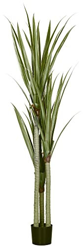 HOMCOM Planta Artificial de Yuca en Maceta 190 cm Planta Falsa con 39 Hojas Realistas para Decoración en Hogar Salón Oficina Jardín Ø17x190 cm Verde