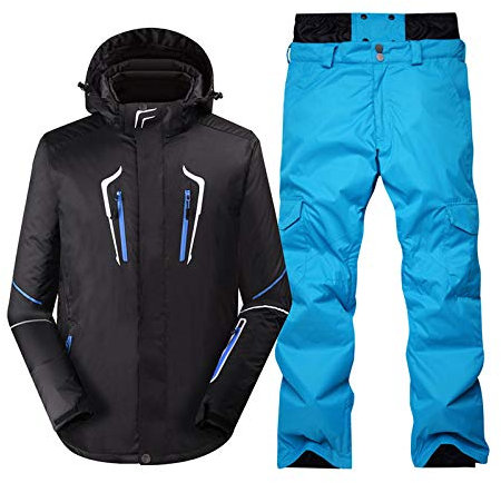 BANGHA Skianzug,Skibekleidung Reine Farbe Männer Schneeanzug Winter Outdoor Sports Tragen Snowboard Kleidung wasserdichte Winddichte Kostüm Skijacke und Hose Männchen (Color : Gold, Size : M)