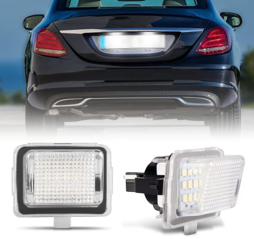 POPMOTORZ LED Kennzeichenbeleuchtung, 2 Stücke Nummernschildbeleuchtung 2835 SMD mit CanBus Fehlerfrei 6000K Xenon Weiß für Mercede-s Benz C-CLASS W204 C204 S204 E-CLASS W212 C207 S212 S-CLASS W221