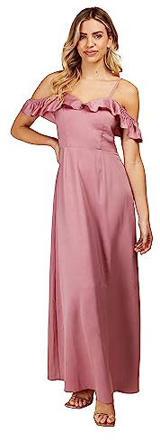 Little Mistress Damen Rose Satin Maxi Brautjungfernkleid, Rosenquarz, 44