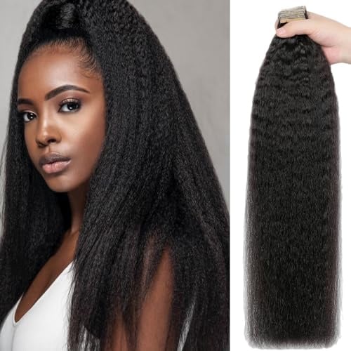 YDDM Schwarze Frauen tape extensions echthaar schwarz Kinky Straight Tape in haarverlängerung echthaar tapes unsichtbare extensions echthaar tape extensions echthaar 26 Zoll 40 stück 100G